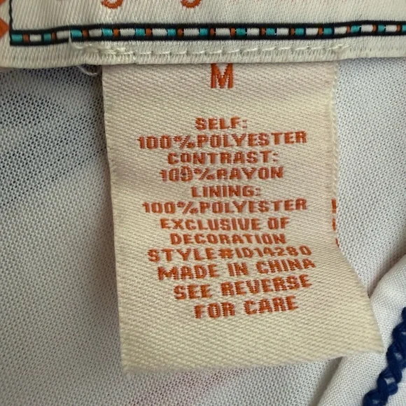 Flying Tomato Women’s White Midi Dress with Blue and Red Accents, Size M - Picture 6 of 7